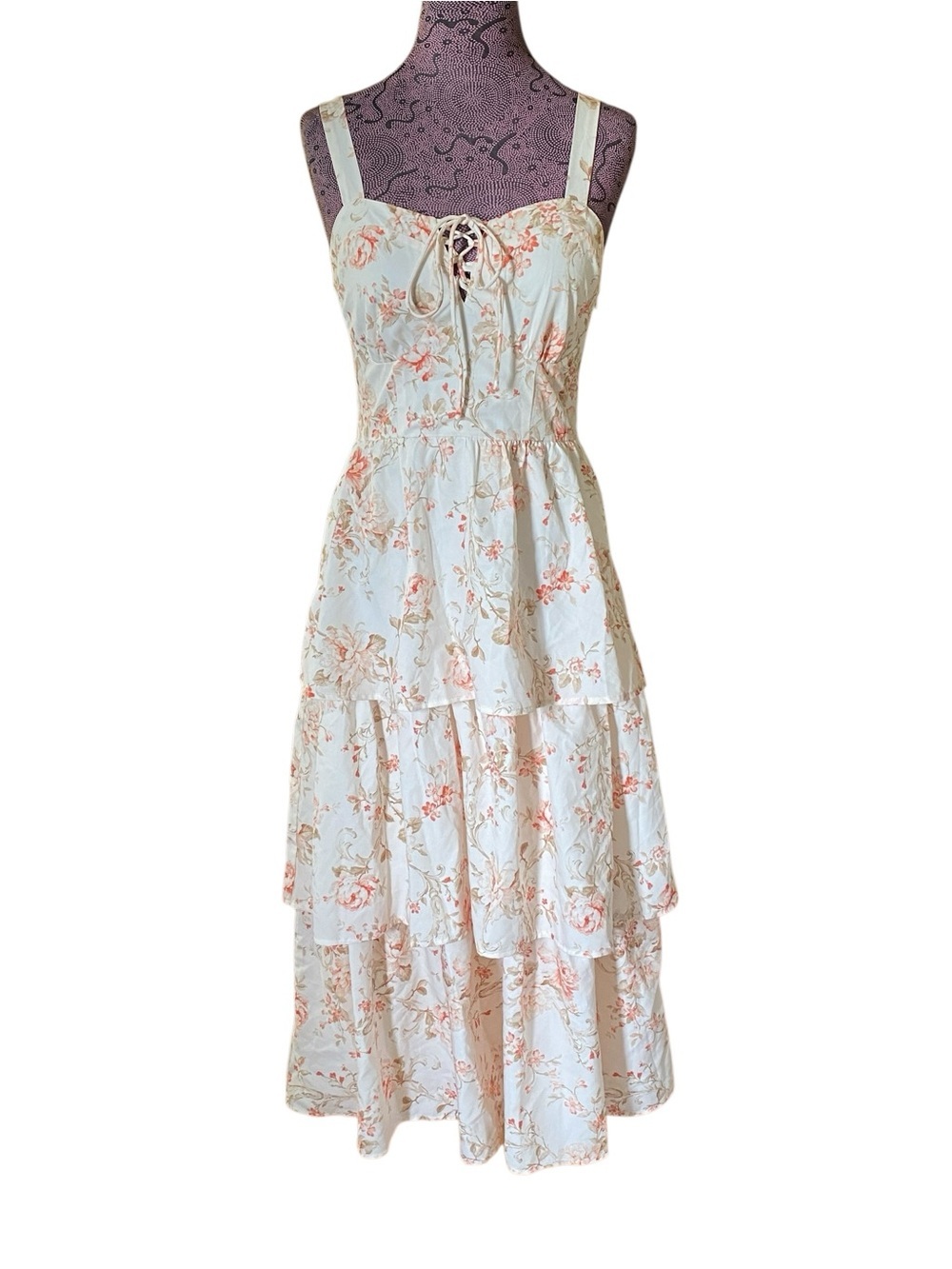 Scarlet Darkness Floral Milkmaid Tier Dress